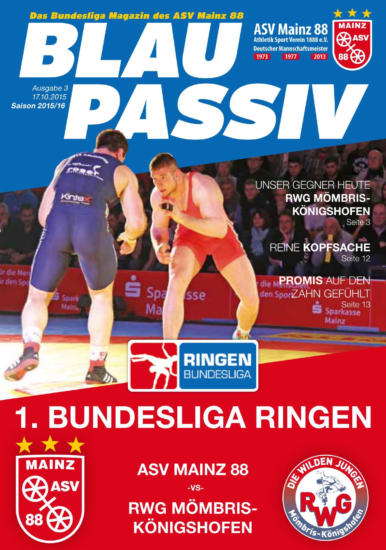 Titelseite: 17.10.2015 ASV Mainz 88 - RWG Mömbris/Königshofen