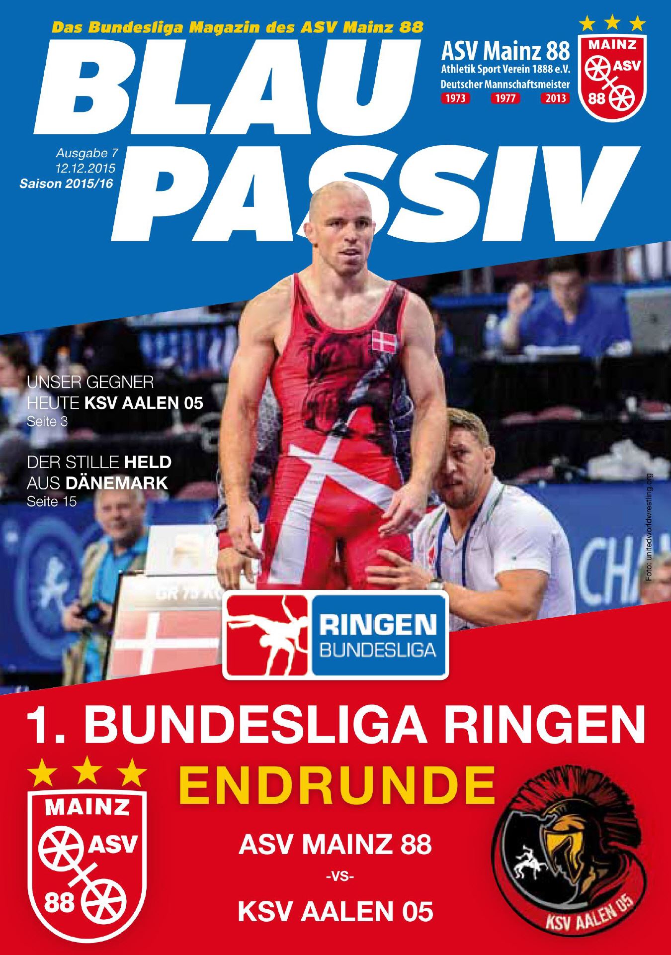 Titelseite: 12.12.2015 ASV Mainz 88 - KSV Aalen 05