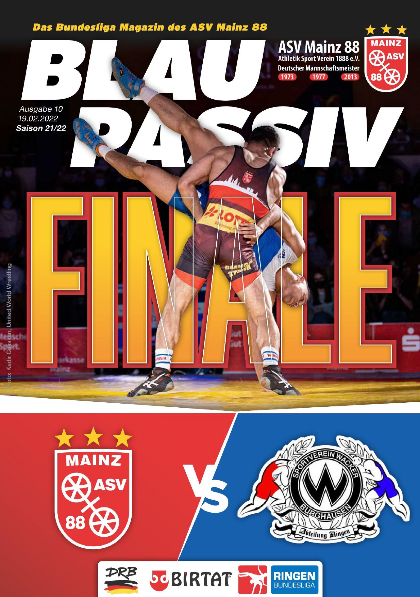 Titelseite: 19.02.2022 ASV Mainz 88 - SV Wacker Burghausen