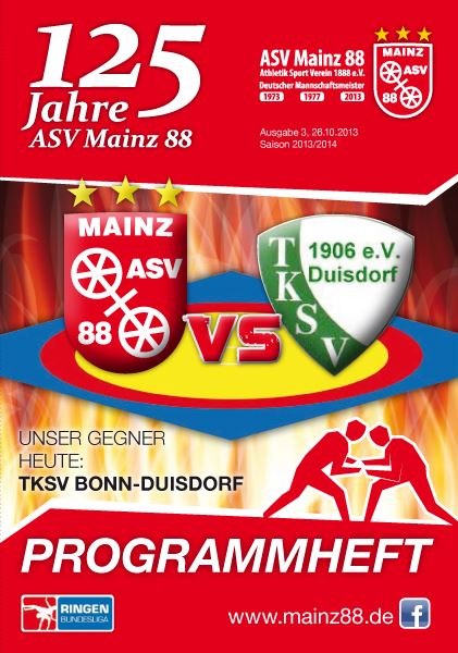 Titelseite: 26.10.2013 ASV Mainz 88 - TKSV Bonn-Duisdorf