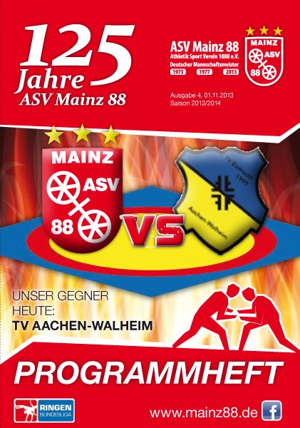 Titelseite: 01.11.2013 ASV Mainz 88 - TV Aachen-Walheim