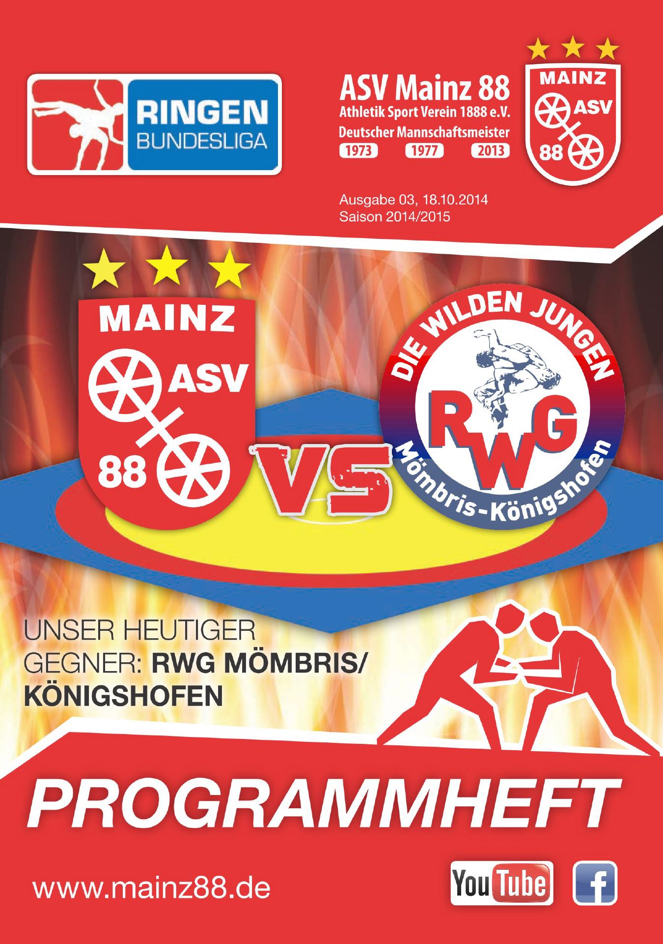 Titelseite: 18.10.2014 ASV Mainz 88 - RWG Mömbris/Königshofen